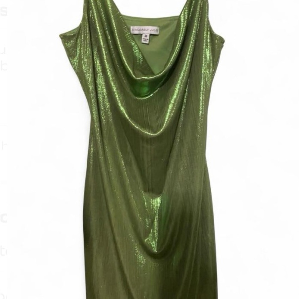 Sincerely Jules Green Sheath Dress Cowl Neck Sleeveless